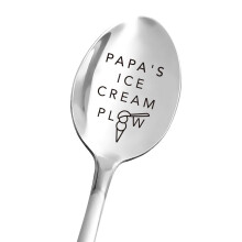 Funny Engraved Stainless Steel Ice Cream Spoon for Papa Gift Birthday Christmas Father's Day
