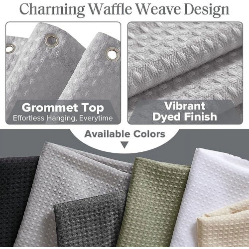 Κουρτίνα μπάνιου Waffle Weave, βαμμένη σε έντονο χρώμα, 3M Scotchgard Moisture Management, σε στυλ 2