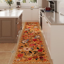 Tapis de cuisine antidérapant et lavable à motif floral, 60 x 300 cm