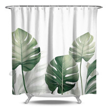 Perdele de duș cu model tropical de palmier Monstera, perdele de duș tip fermă pentru baie, set de perdele de duș din material impermeabil cu 12