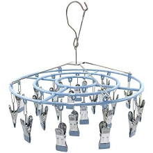 Étendoir à linge en acier inoxydable avec 24 pinces, portable pour l'intérieur et l'extérieur, idéal pour sous-vêtements, chaussettes, bonnets