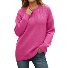 Damenpullover für Herbst und Winter: Rundhals-Langarmpullover, lässige Pullover-Oberteile
