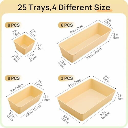 Set di 25 organizer per cassetti in plastica trasparente – 4 misure 1