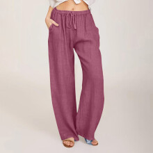 HERESOM Loungehose für Damen, Baumwoll-Leinen-Mischgewebe, weites Bein, leichte Sommerhose, lässige, lockere Hose mit Taschen, Größen S-4XL