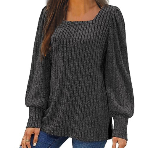 Lenago Herbstpullover für Damen in Übergrößen, modische Langarm-Pullover in Unifarben
