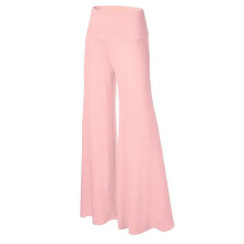 Pantaloni eleganti da donna rosa a vita alta e gamba larga – Comoda vita elasticizzata, stile business casual e primaverile, adatti anche a taglie