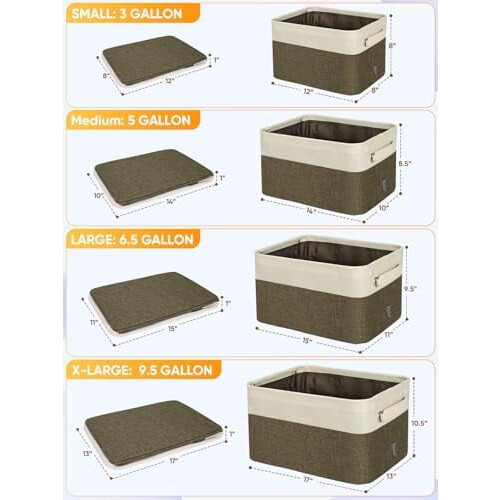 4 Pack Linen Storage Bins 15" x 11" x 9.5" 1