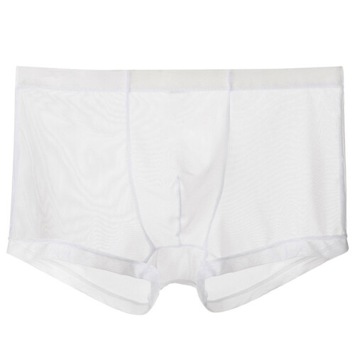 Cueca Boxer Masculina Respirável em Seda Gelo, Transparente e Elástica