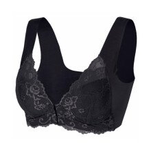 Damen-Spitzen-BH mit Vorderverschluss, sexy tiefem V-Ausschnitt, Neckholder-Bralette, bequemer Alltags-BH, Übergröße