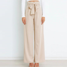 lulshou Pantaloni a gamba larga da donna, pantaloni a gamba larga a vita alta in tinta unita con tasche, pantaloni da lavoro versatili