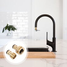 Adaptateur de robinet NICEXMAS pour lave-linge portable, lave-vaisselle, évier, douche et tuyau d'arrosage (jaune)
