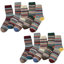 Lot de 5 paires de chaussettes habillées pour homme en coton, chaussettes montantes en laine à motifs colorés et originaux