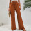 Calça chino feminina clássica de sarja elástica com corte reto 7