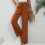Calça chino feminina clássica de sarja elástica com corte reto 3