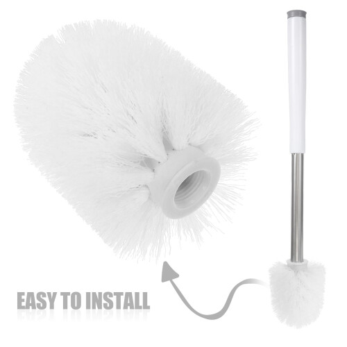 OUNONA Bathroom Brush Replacement, White, Dense Bristles, Easy Storage, 3Pcs 2