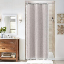 Zasłona prysznicowa w stylu boho w stylu rustykalnym w kolorze taupe grey 84x72 cali