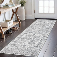Tapis bohème vintage 60 x 90 cm bleu marron blanc