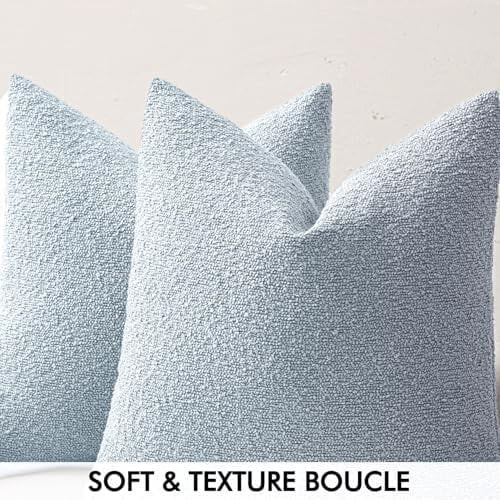 Μαξιλαροθήκες Boucle 20x20 ίντσες, ανοιχτό μπλε, σετ 2 τεμαχίων 1