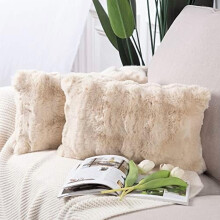 Lot de 2 housses de coussin épaisses en polyester peluche, 12 x 20 pouces