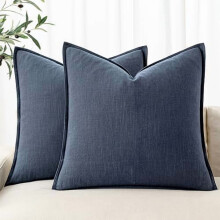 Housses de coussin en lin 18x18 pouces, bleu indigo
