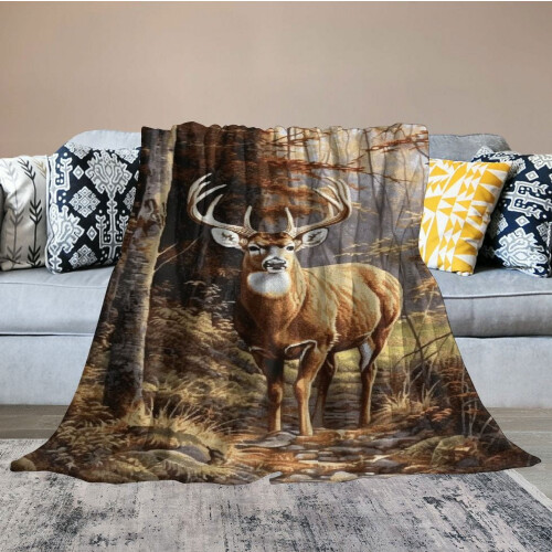 Κουβέρτα Bad Attitude Deer - Δώρο για ταπισερί Wildlife Lodge Cabin, υφασμένη από βαμβάκι 1