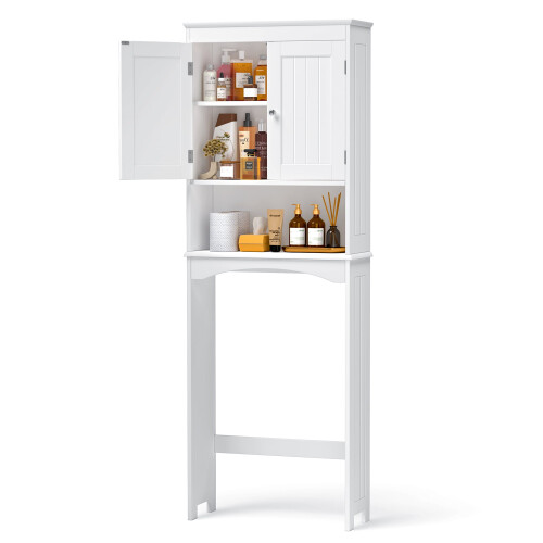 Over-the-Toilet Storage Cabinet White Freestanding 3-Tier 2