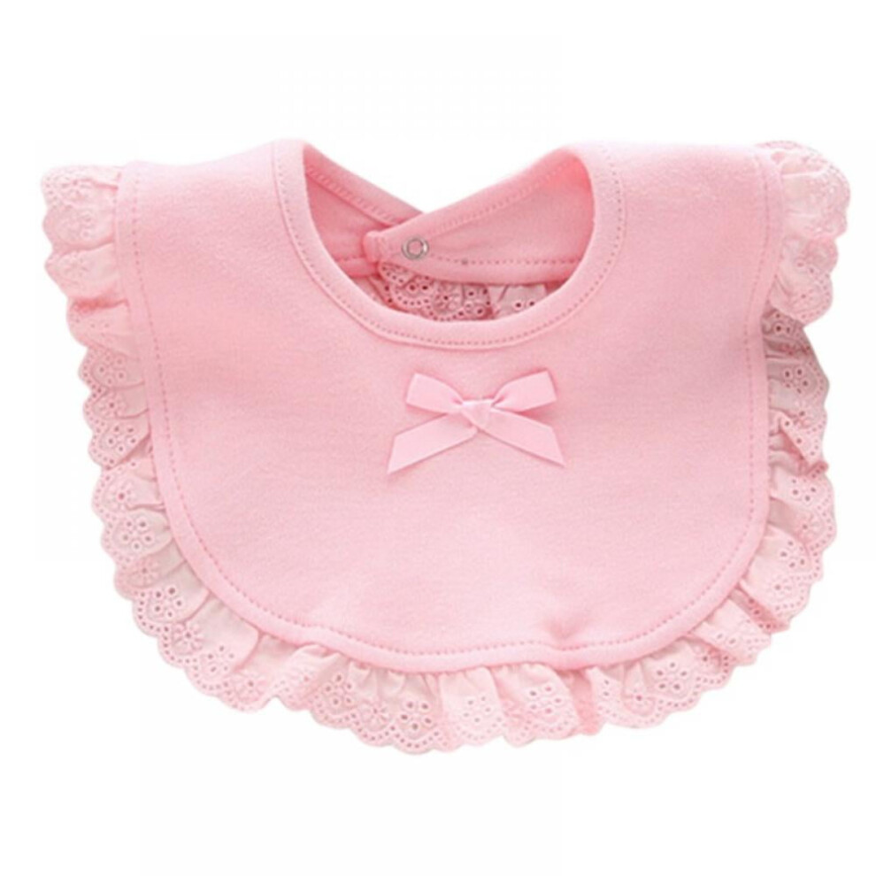 Waterproof Terry Cloth Baby Bibs For Baby Girl With Snaps For Drooling Teething Eating White/Pink