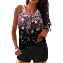 Tankini zwempakken voor dames, tweedelig badpak met grafische print, tanktop met shortje, dameszwemkleding, 2-delig zwempak
