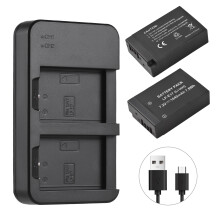 7.2V 1040mAh USB Battery Kit with 2-Slot Charger, 2pcs, Compatible with Canon EOS Rebel SL2/SL3/T6i/T6s/T7i/M5/M6/M6 Mark II