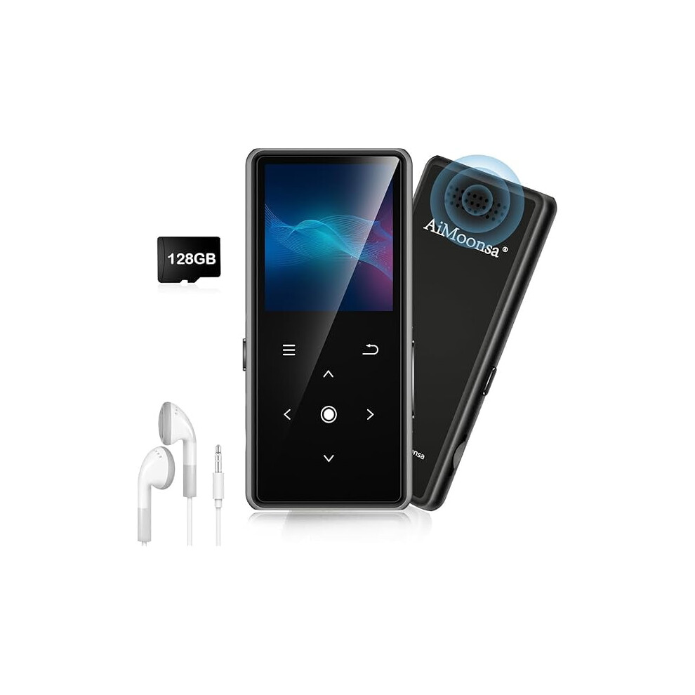 Cjbzlc 128Gb Mp3 Player With Bluetooth 5.2, Hd Speaker, Fm Radio, Voice Recorder, Hifi Sound, E-Book, Earphones — Black 9557311784699