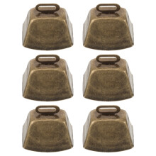 Vintage Cowbell Bells Mini Noise Makers for Sporting Events Copper Pet Square Wind Chime 6 Pcs