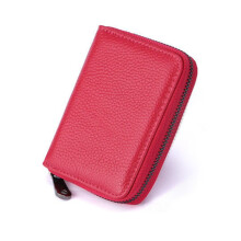 Women's PU Leather Card Holder with 20 Slots & Zip Closure