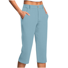 Pantaloni Capri pentru femei, talie înaltă, talie elastică, eleganti, casual, elastici, cu buzunare, reducere limitată în timp