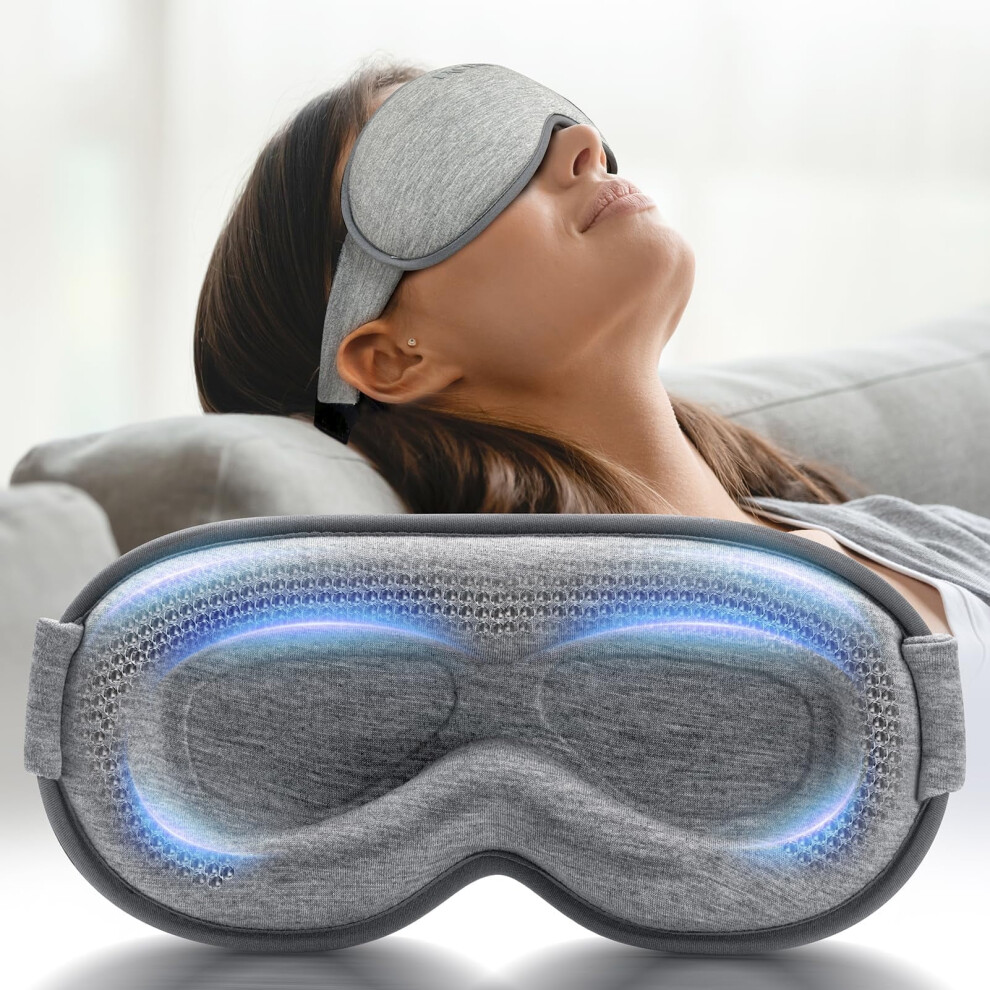 Gray 3D Eye Mask For Sleeping Â Blackout, Memory Foam, Contoured | Lash Extension Friendly | Airplane & Meditation Blindfold (Gray)