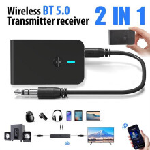 Tarchuradóir & Glacadóir MesaSe2-in-1Bluetooth5.0, Oiriúntóir Fuaime Íseal-Latency do 3.5mm, Teilifís, Carr, Steirió Baile – Ag luí le