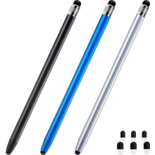 Styluspen voor touchscreen, 3 stuks, hoge gevoeligheid en precisie, compatibel met iPad, iPhone en Android touchscreens (zwart/zilver/blauw)