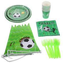 OUNONA Décorations pour une fête d'anniversaire sur le thème du football : assiettes et serviettes en papier vertes (1 lot)