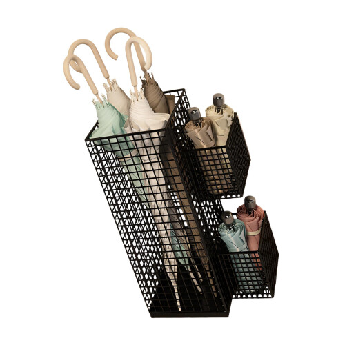 Elegant Metal Meshes Umbrellas Storage Box-2 side frames Black