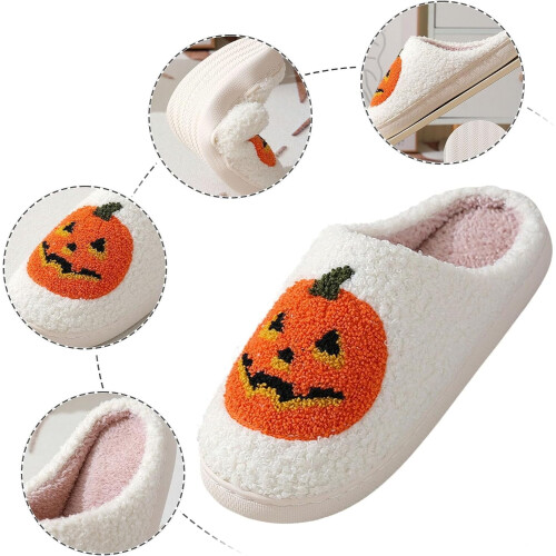 Παντόφλες κολοκύθας για το Halloween για γυναίκες – Χαριτωμένες βελούδινες ασαφείς 2