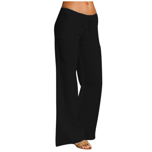 UTTOASFAY Γυναικείο Παντελόνι Γυναικείο Casual Μονόχρωμο Παντελόνι Βαμβάκι Λινό