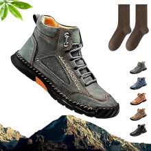 Botas de cuero Cryonessa: impermeables, con soporte para el arco del pie, puntera espaciosa y cómodas botas de exterior para hombre hechas a mano.