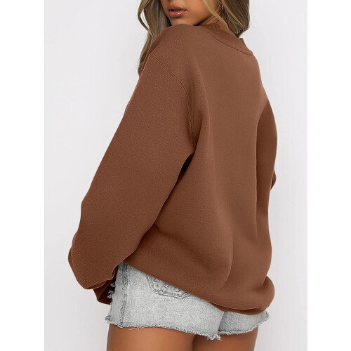 Γυναικεία μπλούζα με μακριά μανίκια, casual, ζιβάγκο, άνετη γραμμή, φλις μπλούζες με 1