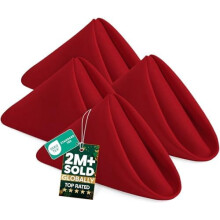 [Lot de 24, rouges] Serviettes de table en tissu 50 x 50 cm, 100 % polyester, bords ourlés, lavables et réutilisables. Idéales pour les fêtes,