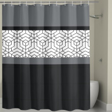 Geometryczna zasłona prysznicowa 72x72 cale, poliester, 12 haczyków