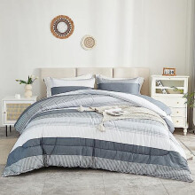 Graues Twin XL Bettwäscheset, 2-teilig, hellgrau-weiß gestreift
