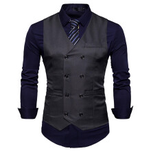 Suit Vest for Men 2025 Fashion Blazer Waistcoat Double Breasted Waistcoat V-neck Tank Top Black