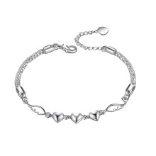 Verstelbare armband met hartjesdecoratie en ketting, metalen sieraad voor dames, modieus accessoire als cadeau voor dagelijks gebruik.