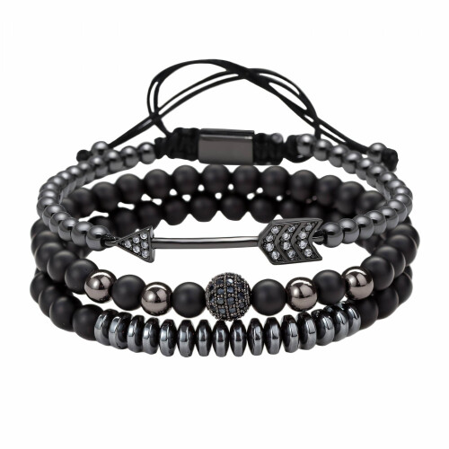 DESIGNICE Pulseras Para Hombres Μαύρες Χάλκινες Χάντρες για Άνδρες, Δώρα για Αγόρια, Βραχιόλι