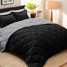Black Twin/Twin XL Comforter Set Reversible 3 pcs