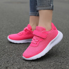 Meisjes en jongens sportieve sneakers met gesloten neus, zonder mesh, vetersluiting en klittenbandsluiting, casual sportschoenen voor op vakantie,